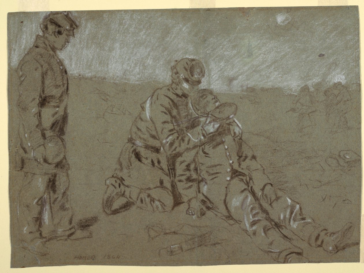 Dessin, soldat donnant de l