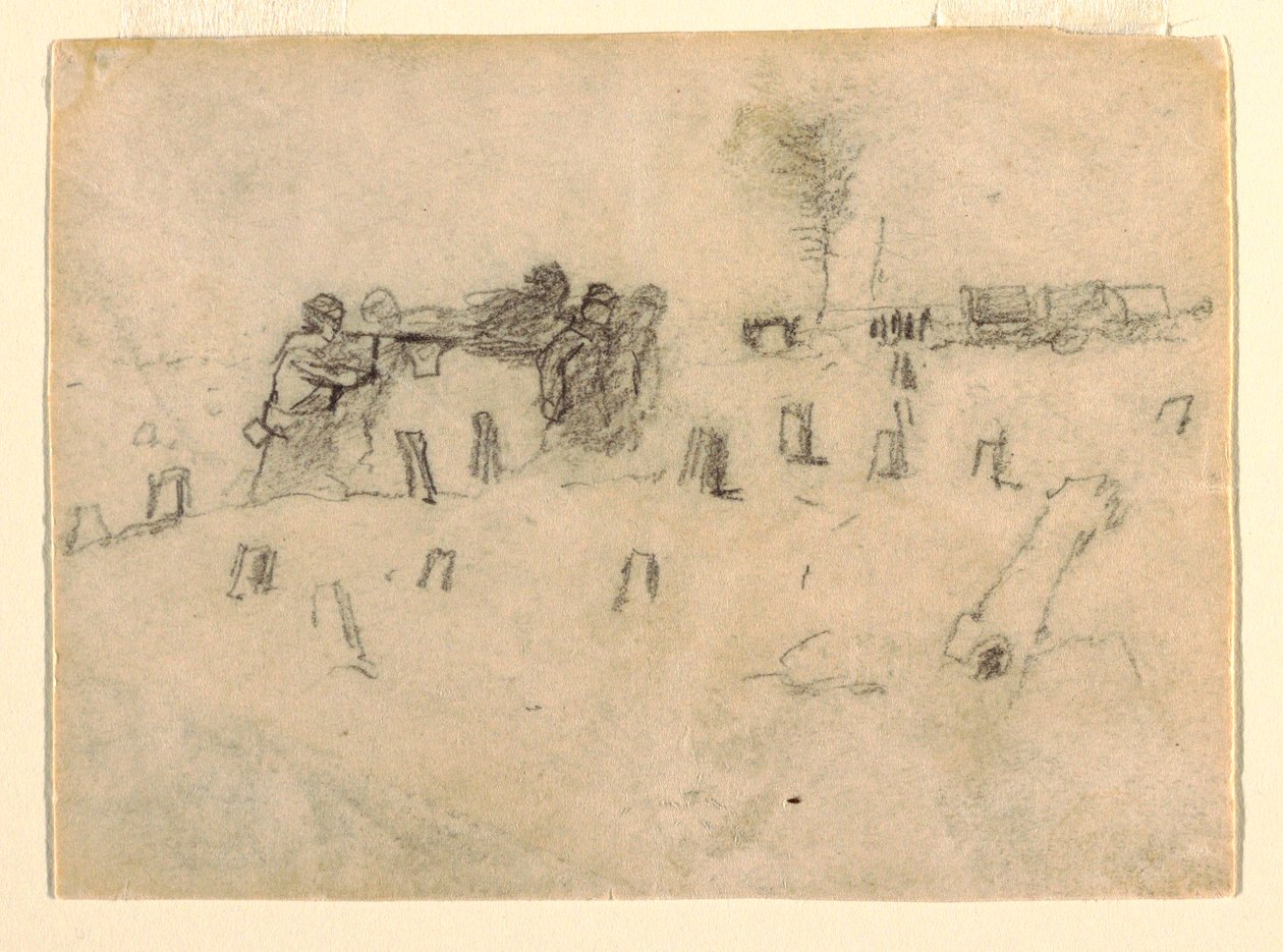 Dessin, brancardiers portant un soldat, probablement 1862 - Winslow Homer