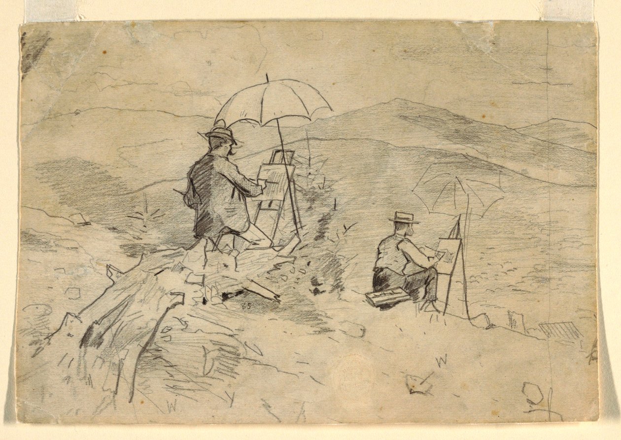 Dessin, étude pour "Artists Sketching in the White Mountains" et "The Artist in the Country", 1868 - Winslow Homer