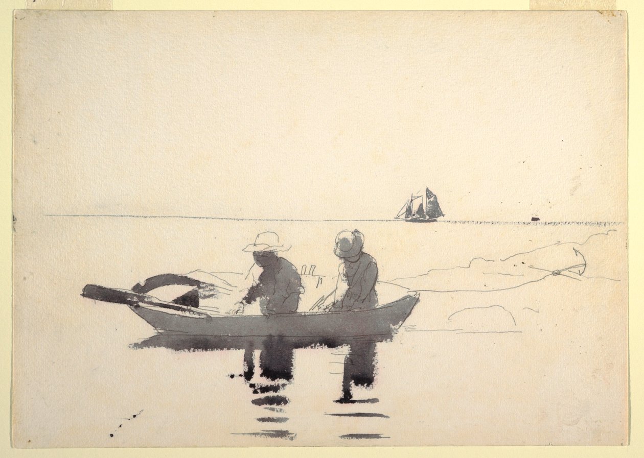 Dessin, deux personnages dans une barque, 1880 - Winslow Homer