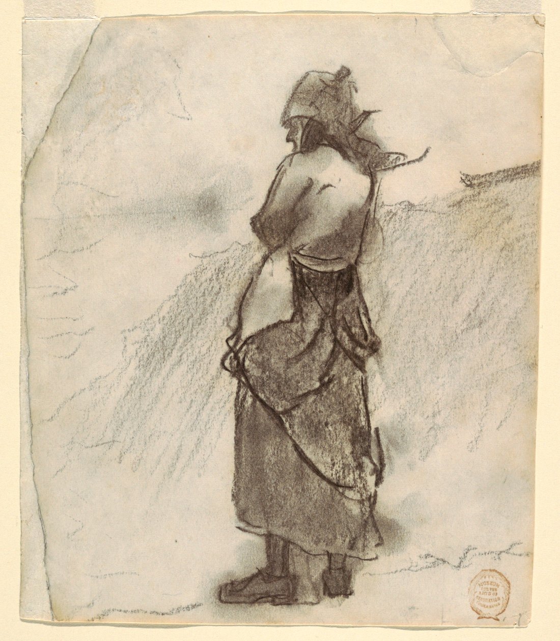Dessin, Femme regardant la mer, Cullercoats, Angleterre, 1881-82 - Winslow Homer