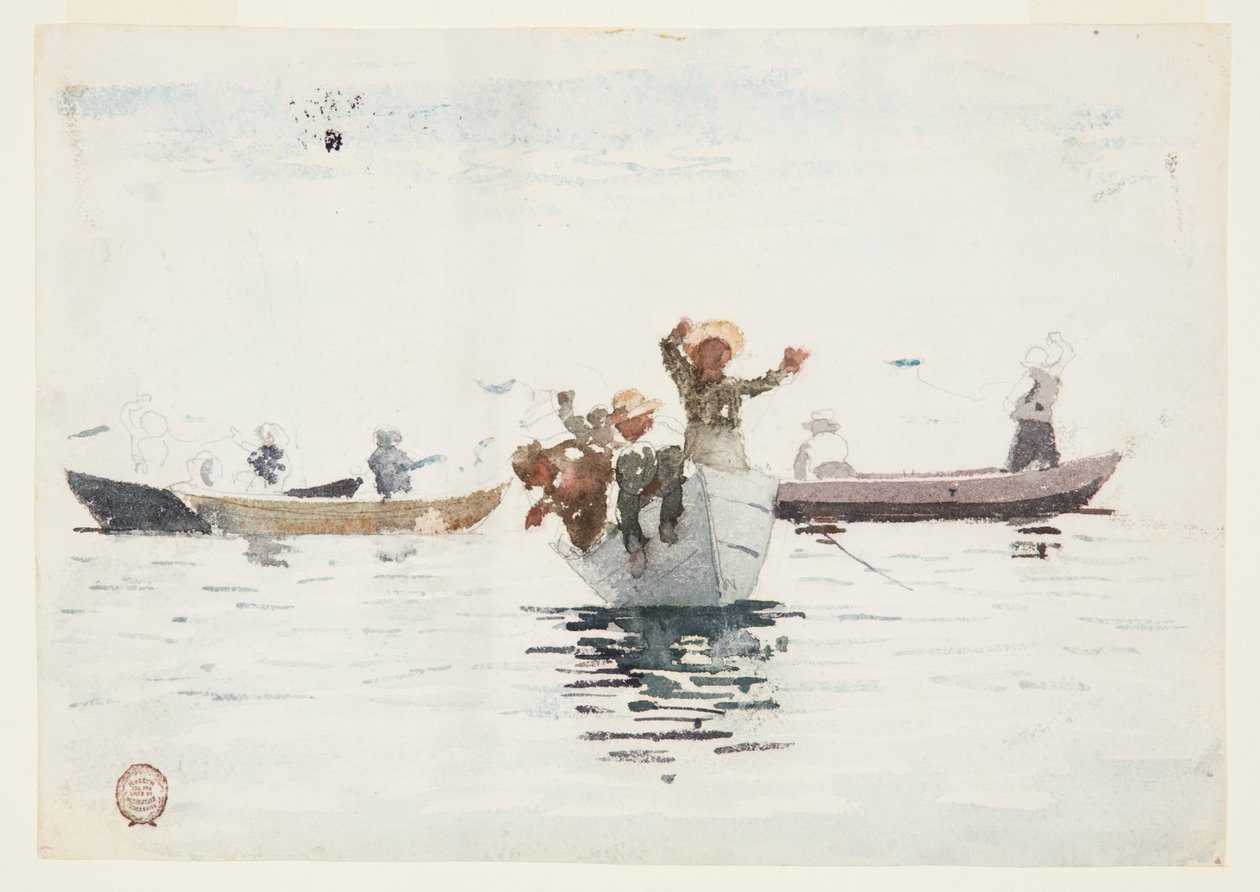 Quatre Barques avec Enfants - Winslow Homer