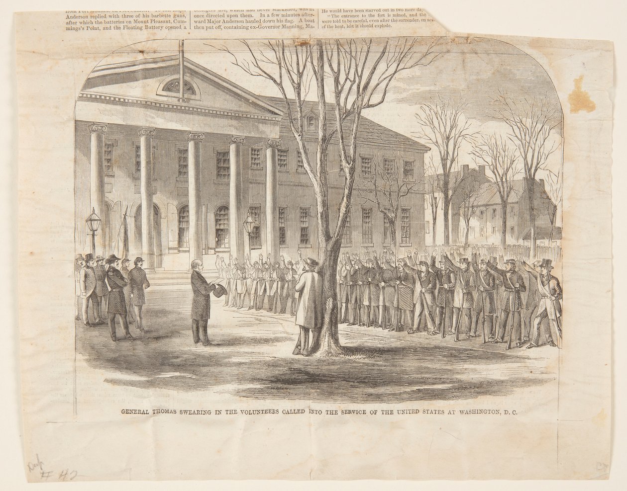 Le général Thomas prêtant serment aux volontaires appelés au service des États-Unis à Washington D.C. - Winslow Homer