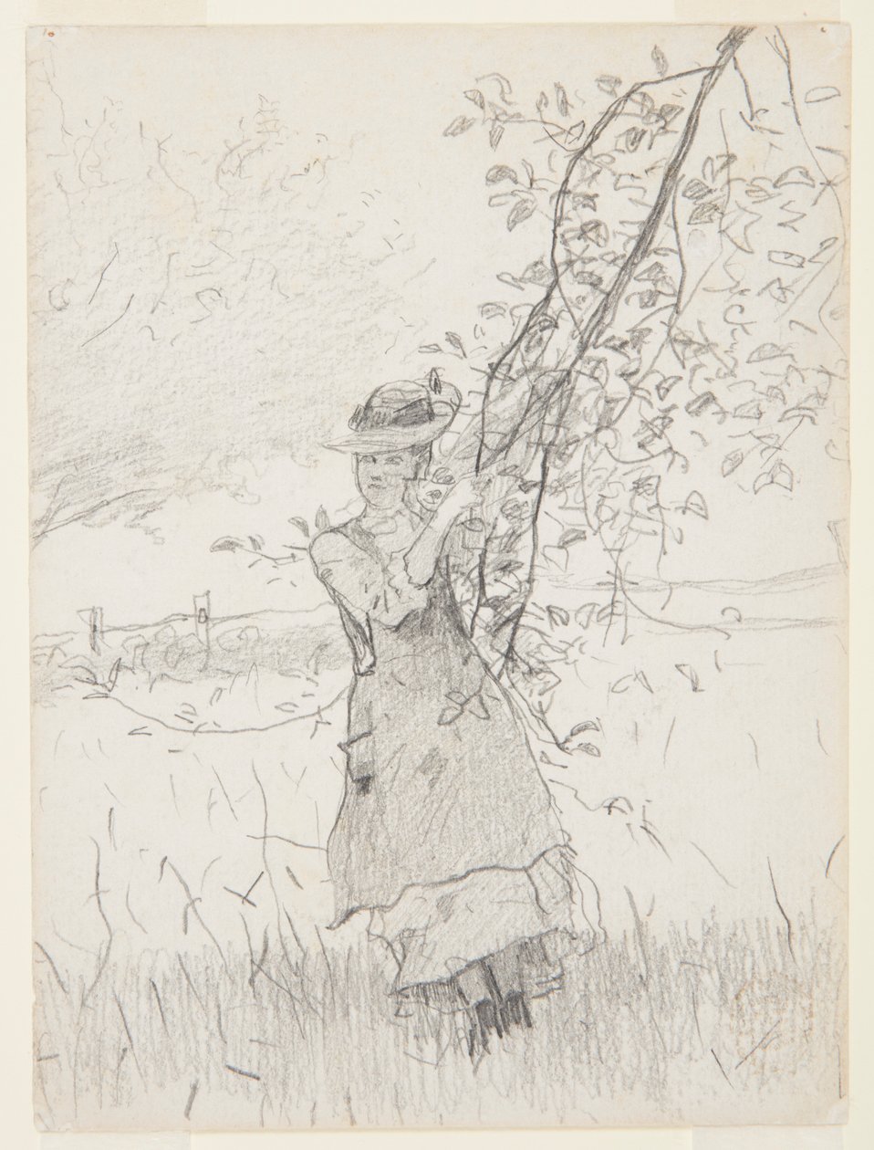 Fille tenant une branche de pommier - Winslow Homer