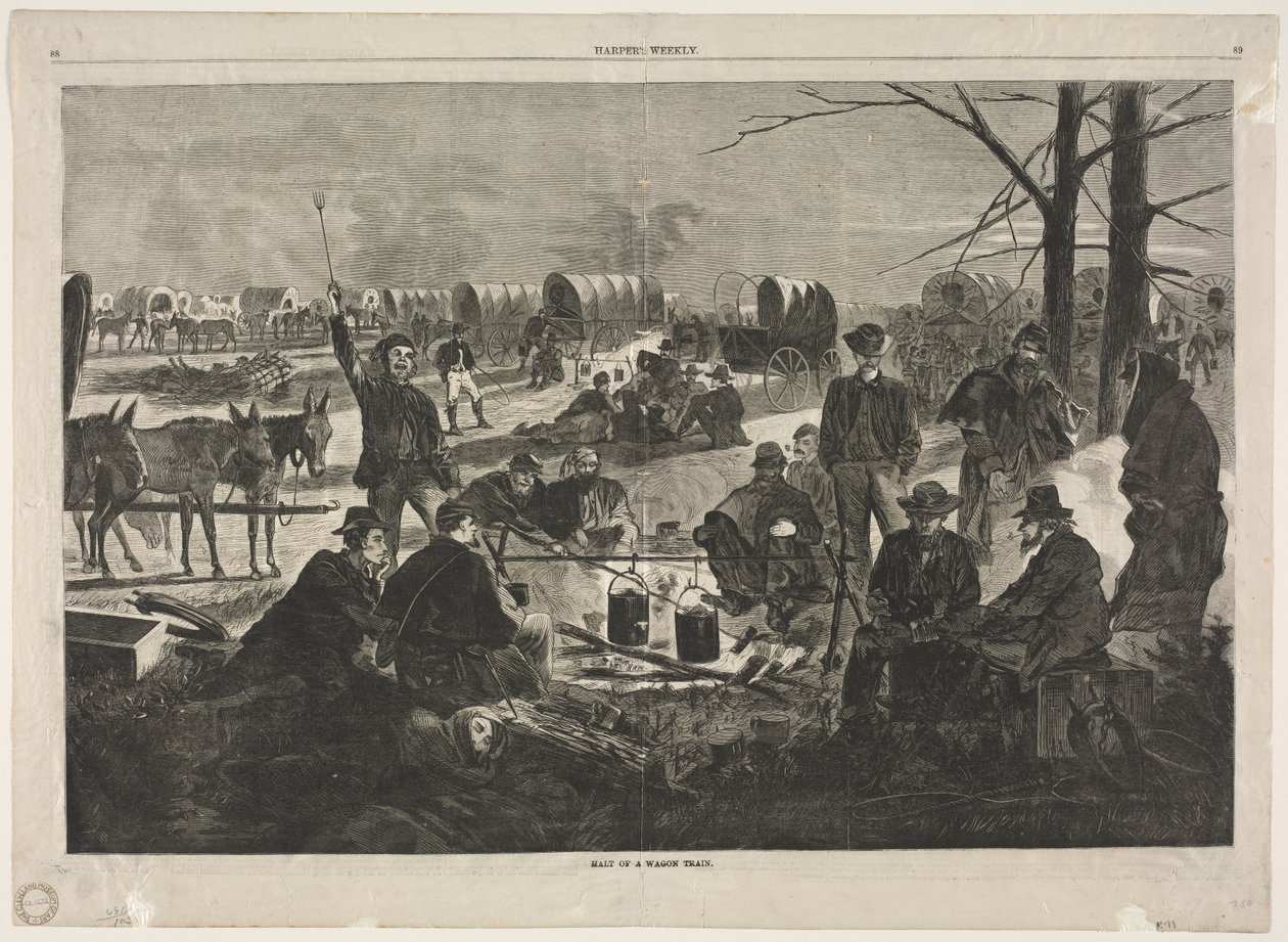 Arrêt du convoi de chariots - Winslow Homer