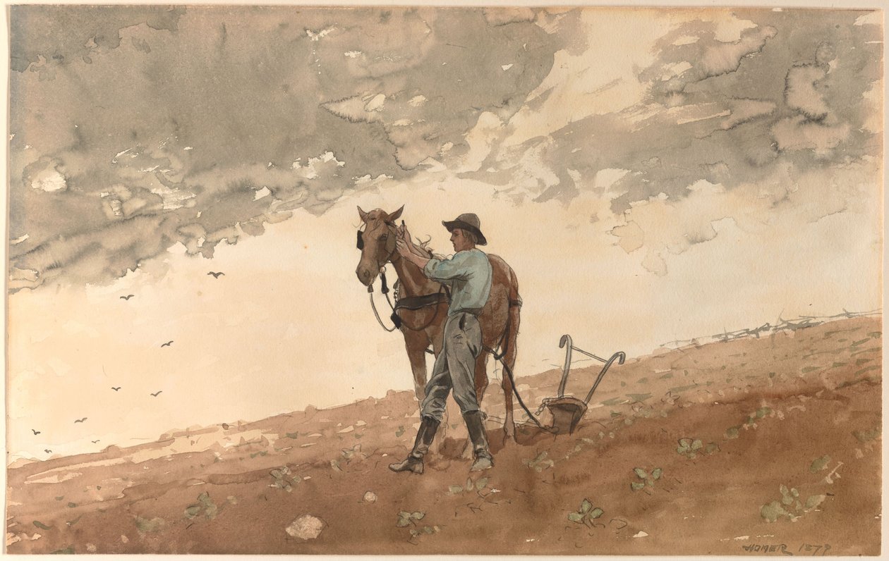 Homme avec un cheval de labour - Winslow Homer