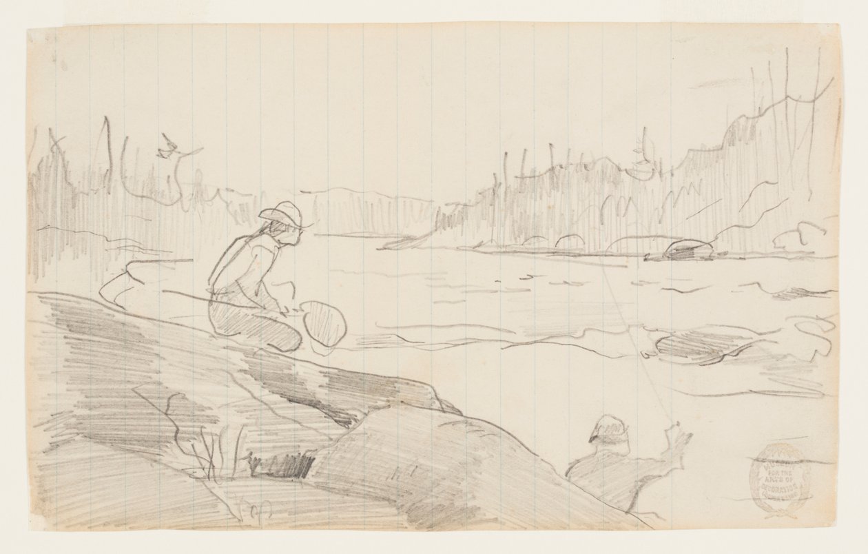 Hommes pêchant à la ligne et au filet - Winslow Homer