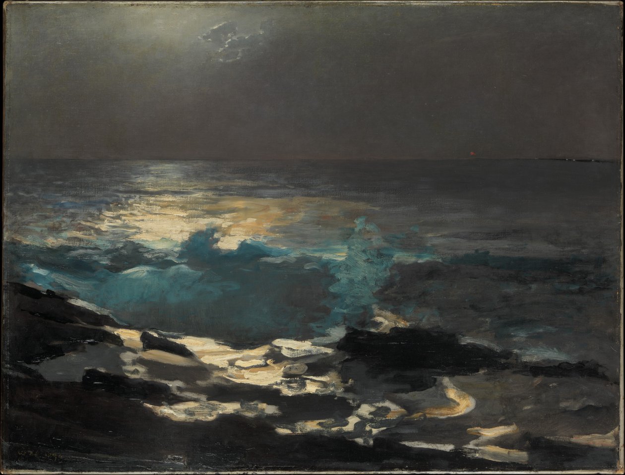 Clair de lune, phare de Wood Island - Winslow Homer