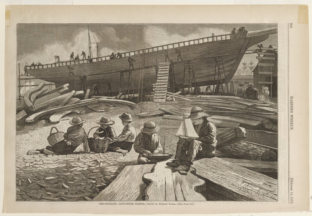 Construction navale, port de Gloucester - Winslow Homer