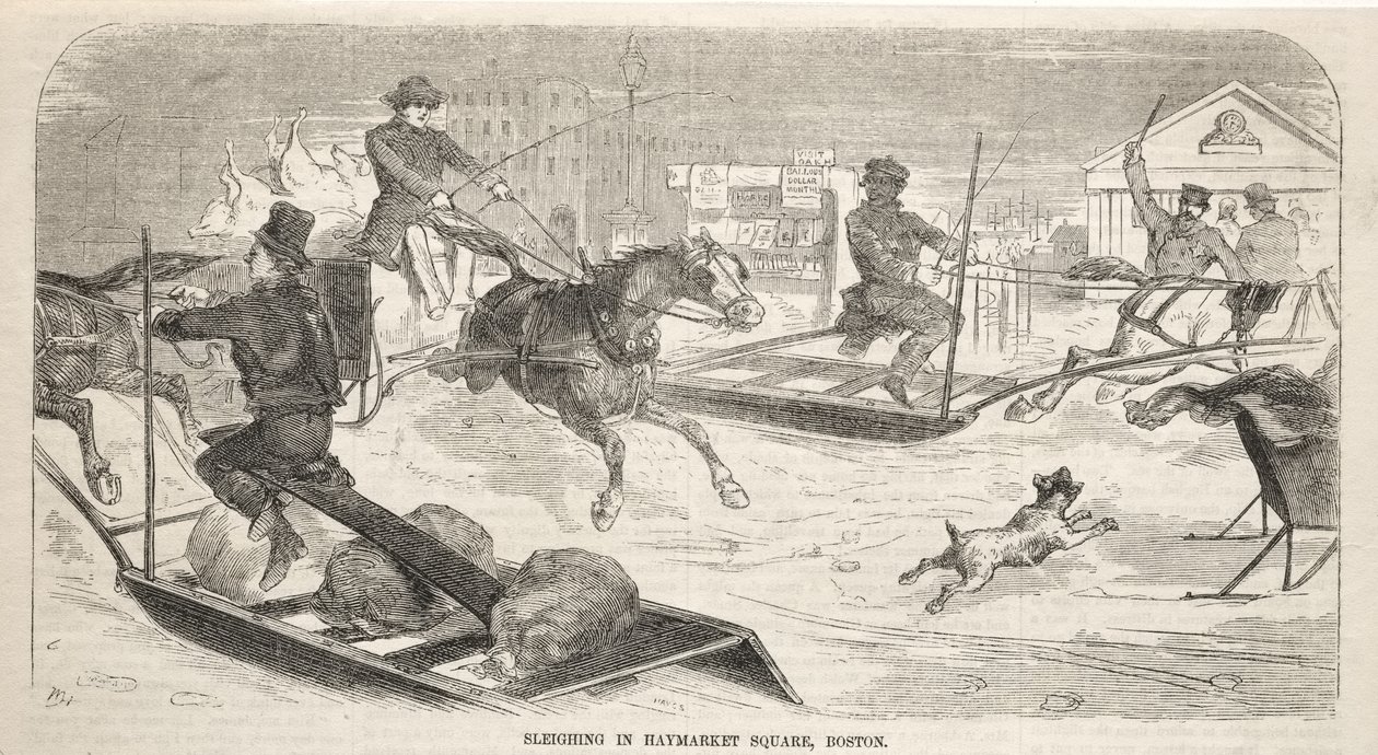 Balade en traîneau à Haymarket Square, à Boston - Winslow Homer