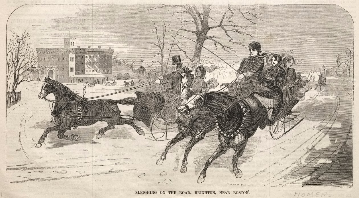 Promenade en traîneau sur la route, Brighton, près de Boston, 1859 - Winslow Homer