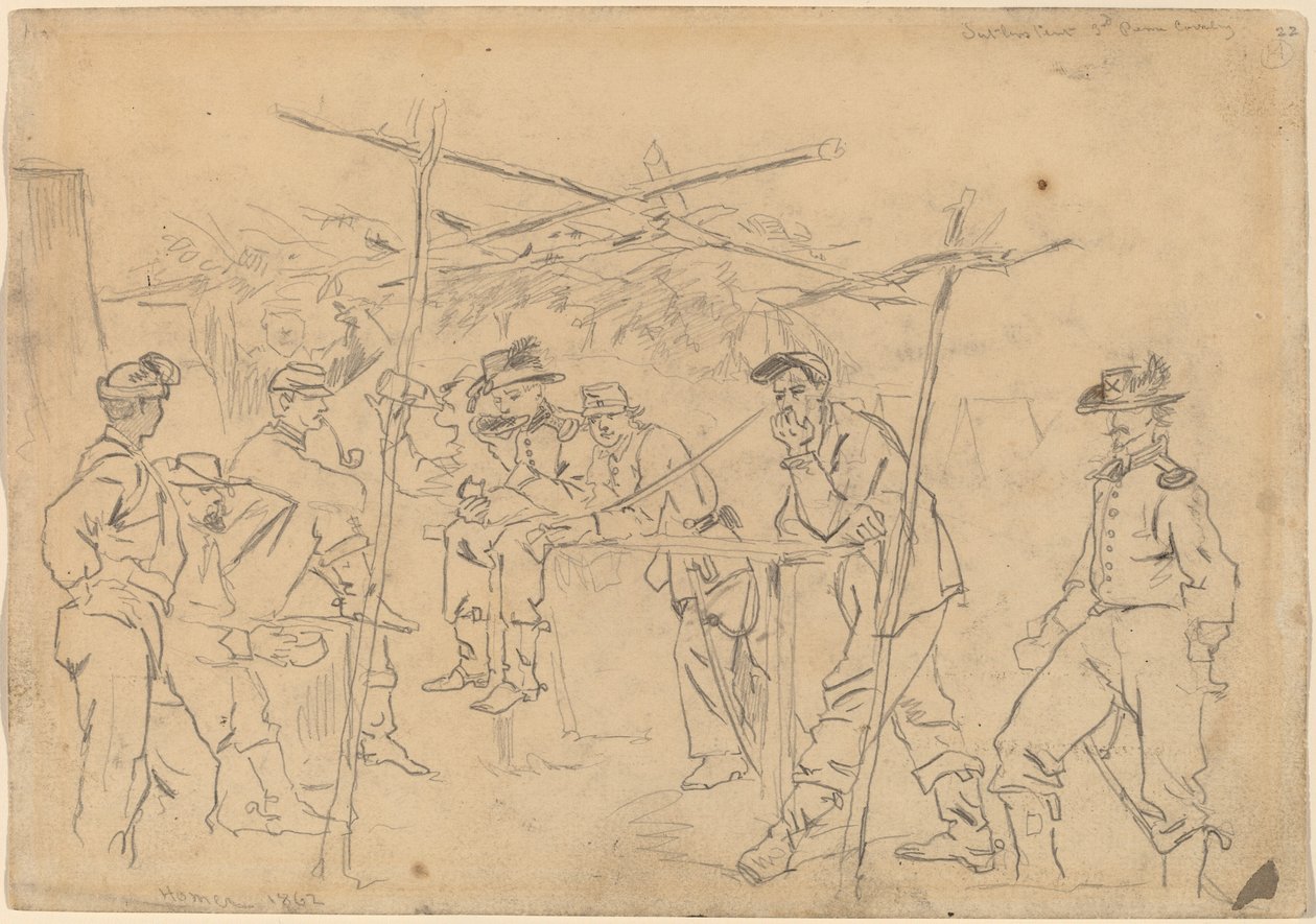 Tente du vivandier, 3e cavalerie de Pennsylvanie (recto) - Winslow Homer