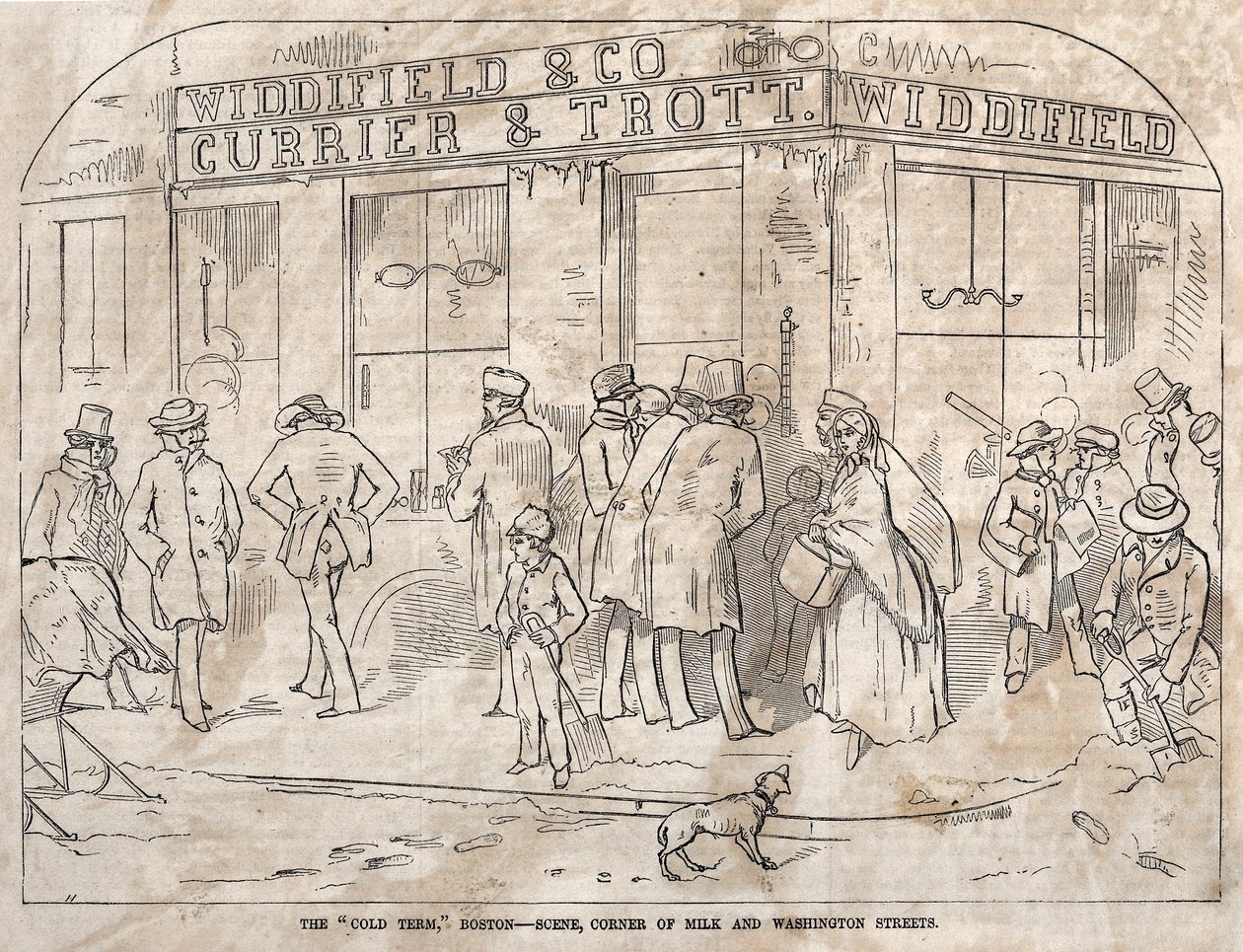 Le terme froid, Boston - Scène, coin des rues Milk et Washington, 1858 - Winslow Homer