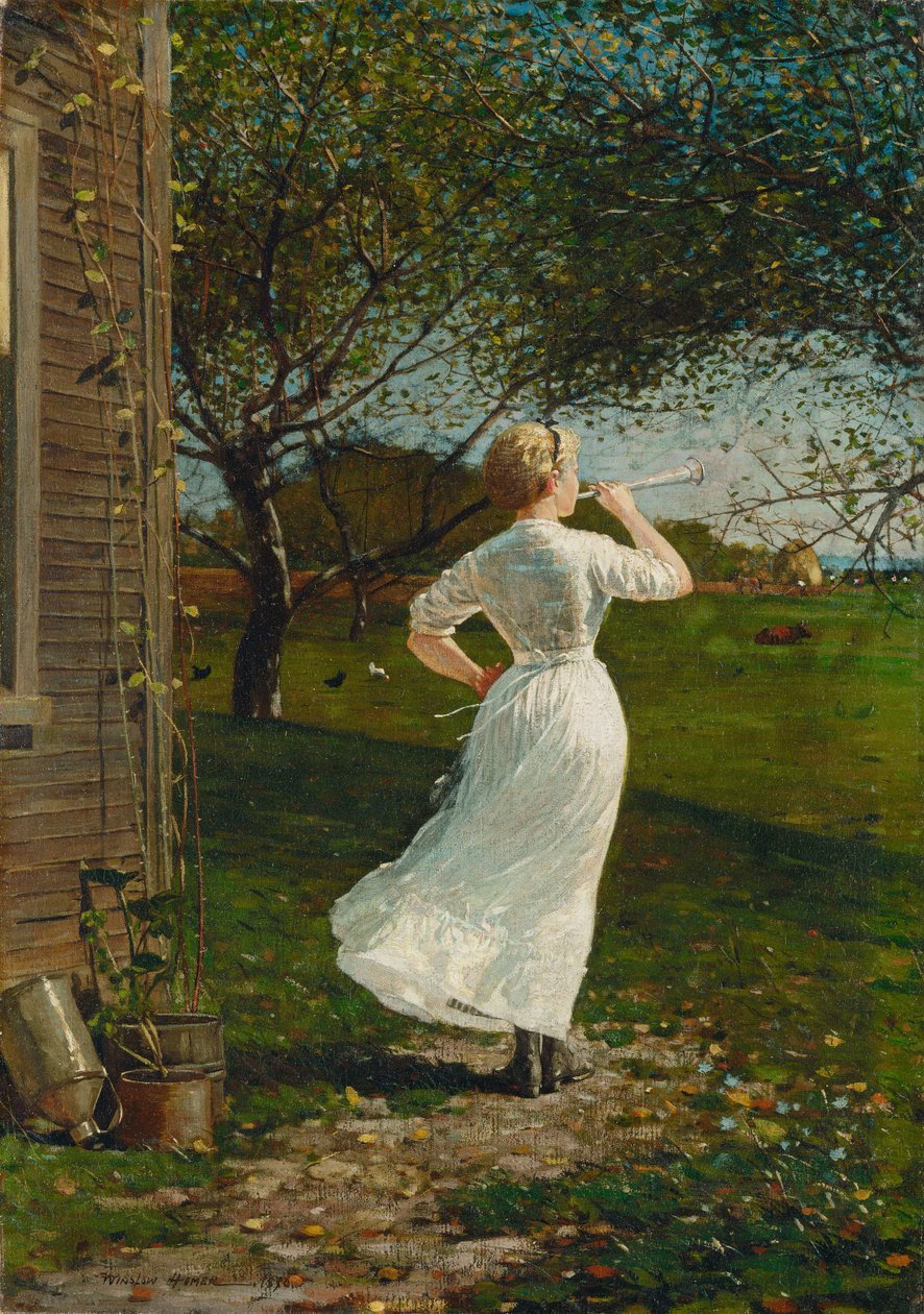 Le cor de dîner soufflant le cor au bord de la mer, 1870 - Winslow Homer