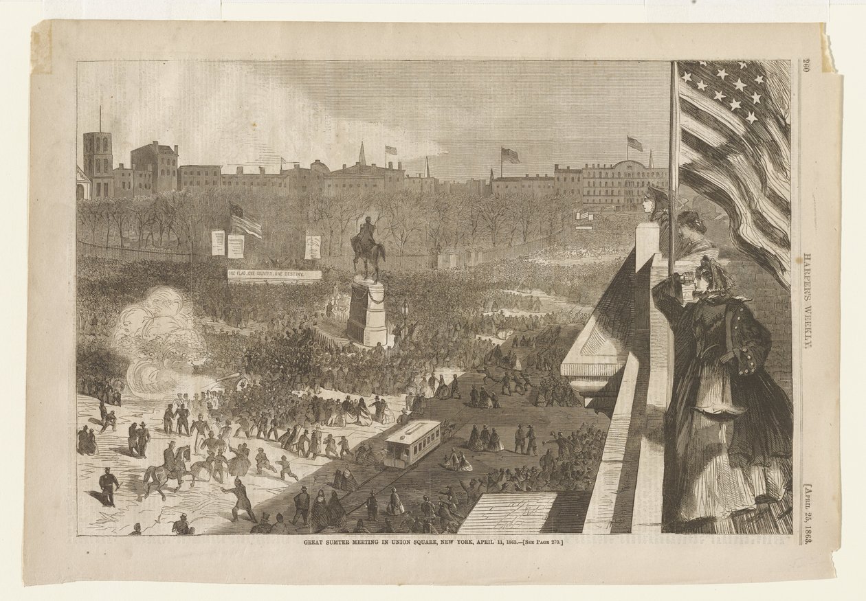 Le grand rassemblement de Sumter à Union Square, à New York, le 11 avril 1863 - Winslow Homer