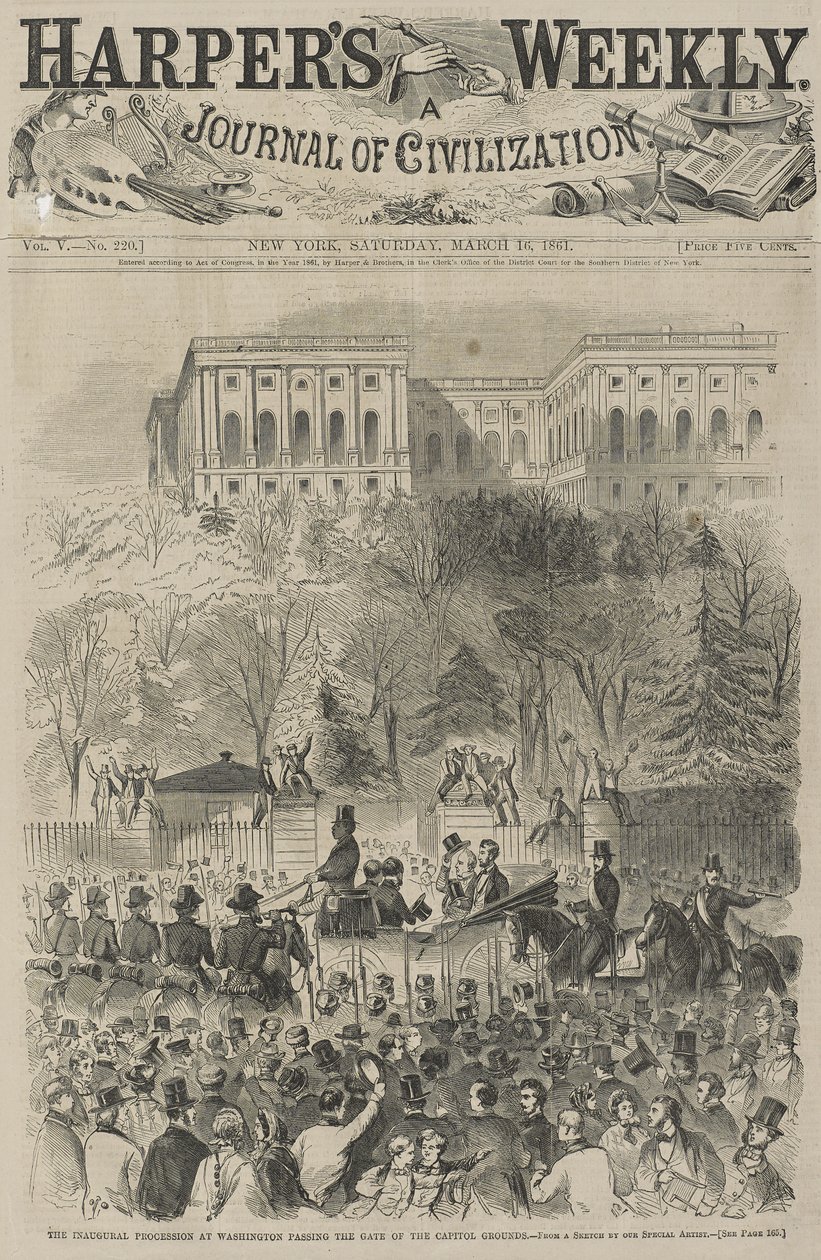 Le cortège inaugural à Washington passant la porte des terrains du Capitole (d