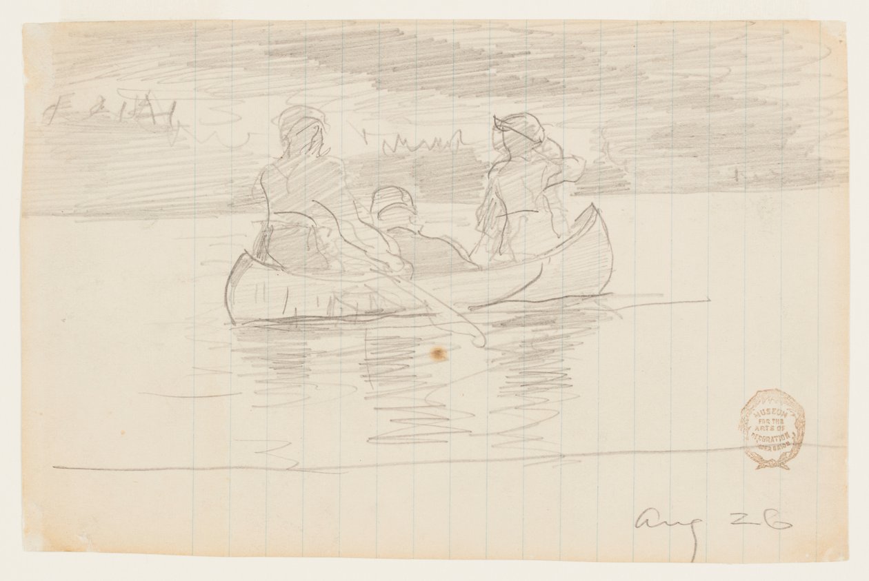 Trois hommes dans un canoë, Il Manigne, Québec - Winslow Homer