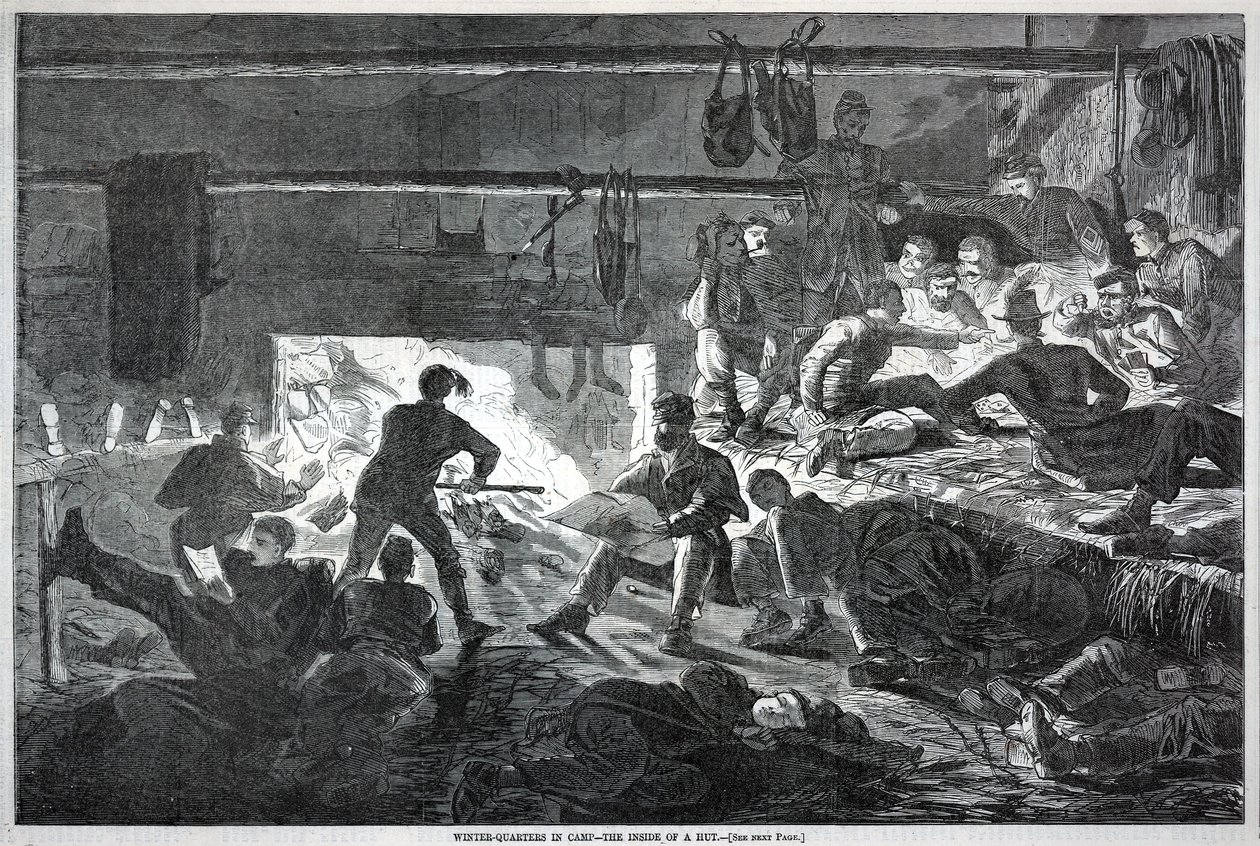 Winter-quarters in Camp--The inside of a Hut, tiré de Harper