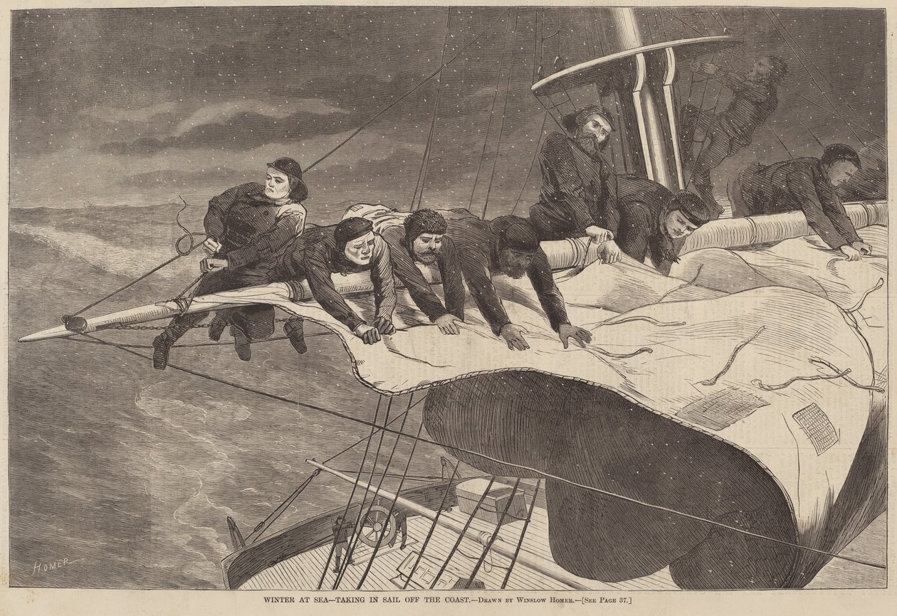Hiver en mer - Réduire la voile au large de la côte - Winslow Homer