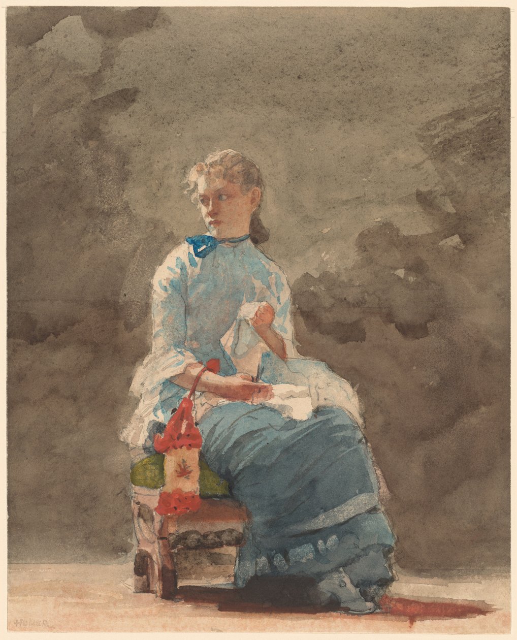 Jeune femme en train de coudre - Winslow Homer