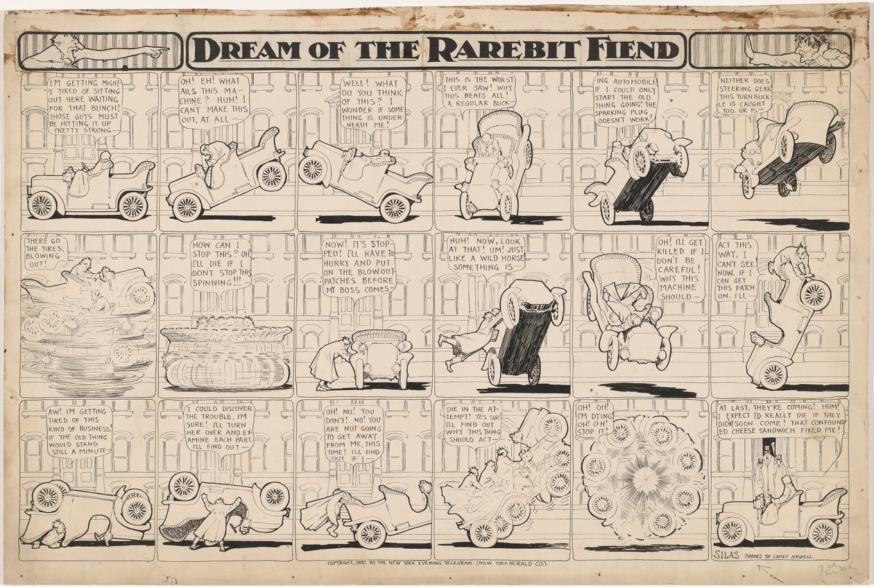 Rêve du démon du rarebit : Automobile cabrée - Winsor McCay