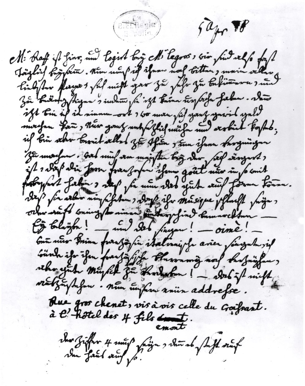 Lettre de Mozart à son père, 5 avril 1778 - Wolfgang Amadeus Mozart