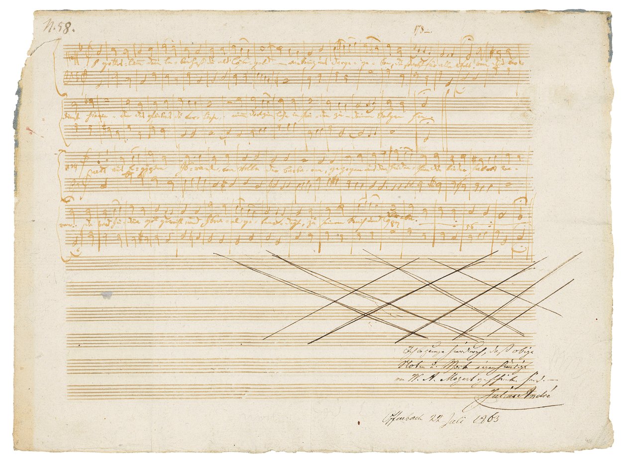 Manuscrit musical autographe, Zwei deutsche Kirchenlieder, K.343 - Wolfgang Amadeus Mozart