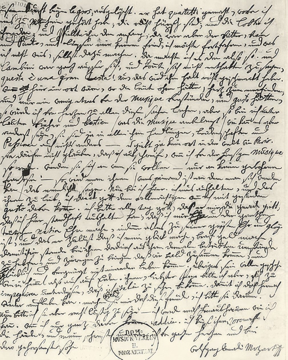 Lettre autographe de Mozart - Wolfgang Amadeus Mozart