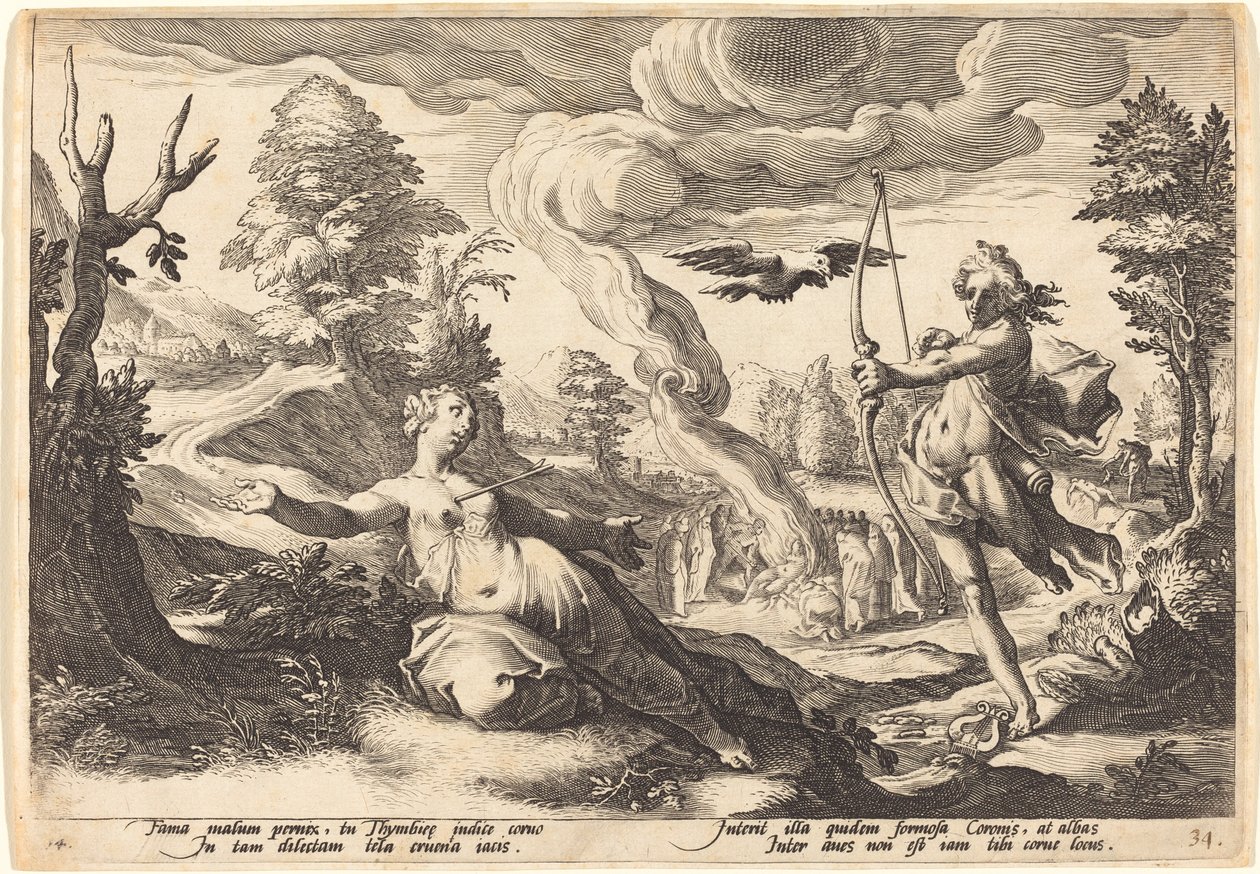 Apollon tuant Coronis - Workshop of Hendrick Goltzius, after Hendrick Goltzius