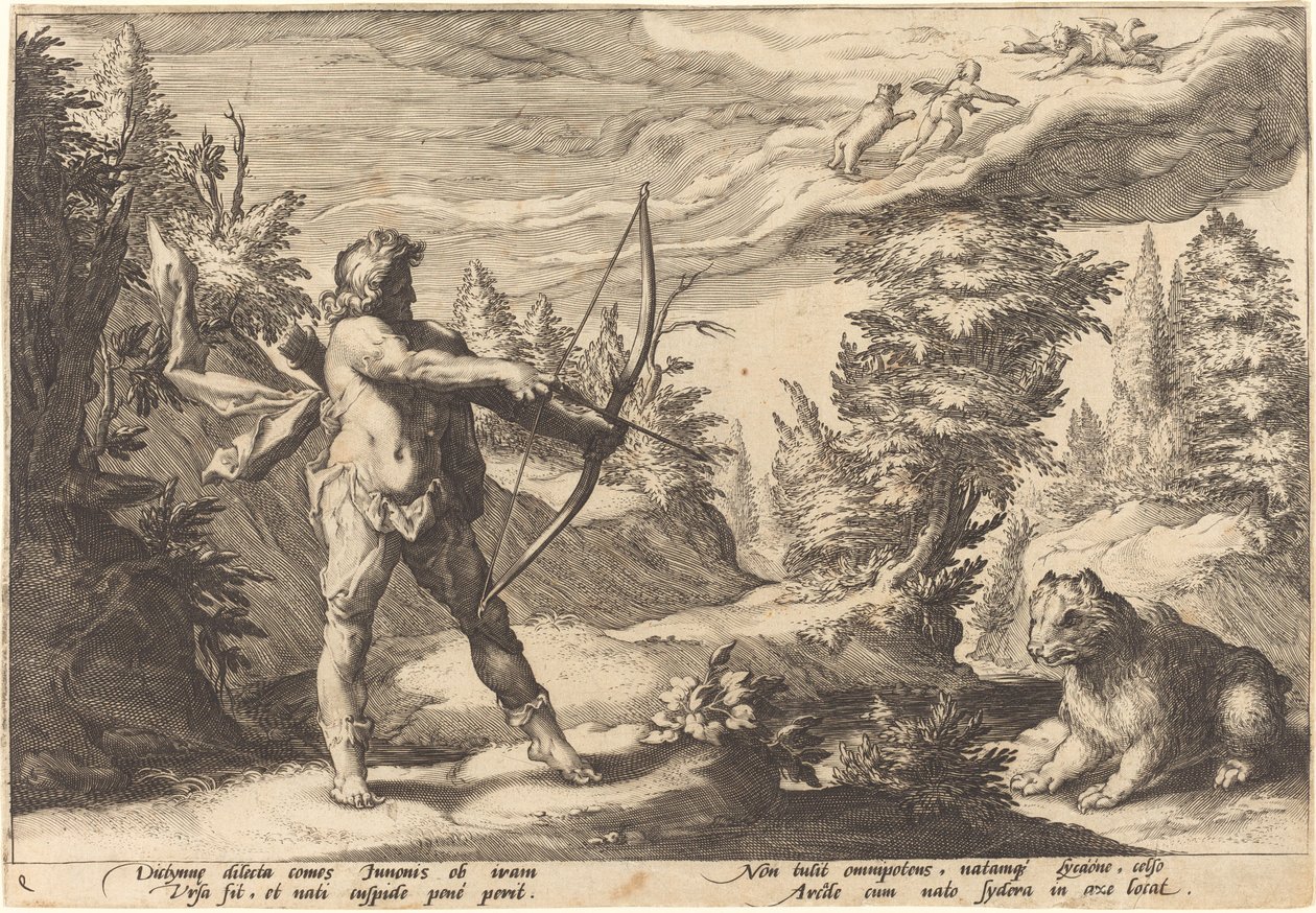 Arcas se préparant à tuer sa mère - Workshop of Hendrick Goltzius, after Hendrick Goltzius