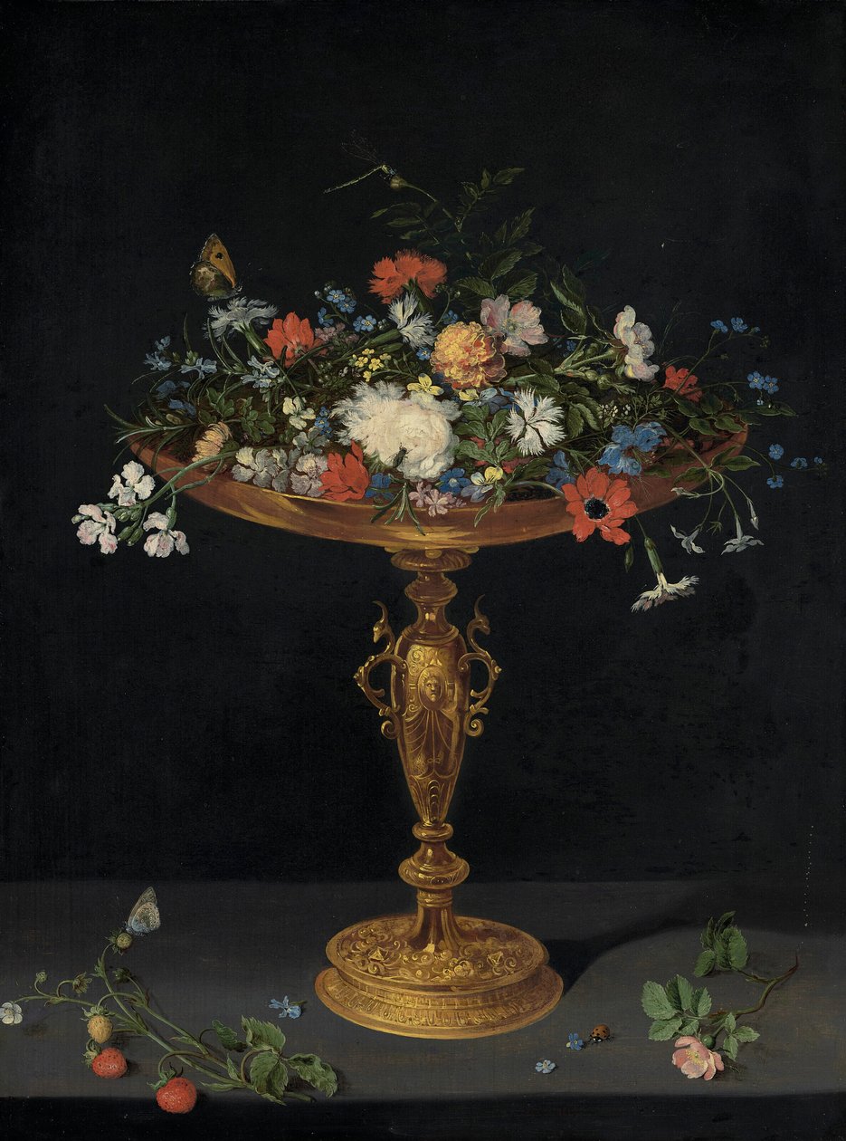 Fleurs dans une tazza sur une corniche - Workshop of Jan Brueghel the Elder