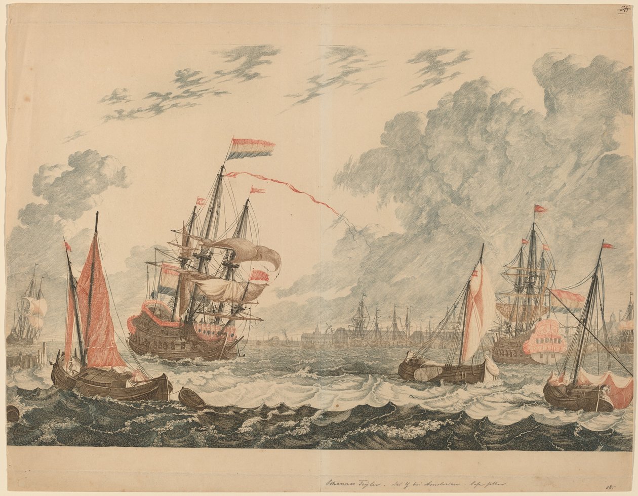 La rivière IJ à Amsterdam - Workshop of Johann Teyler after Jan van Call