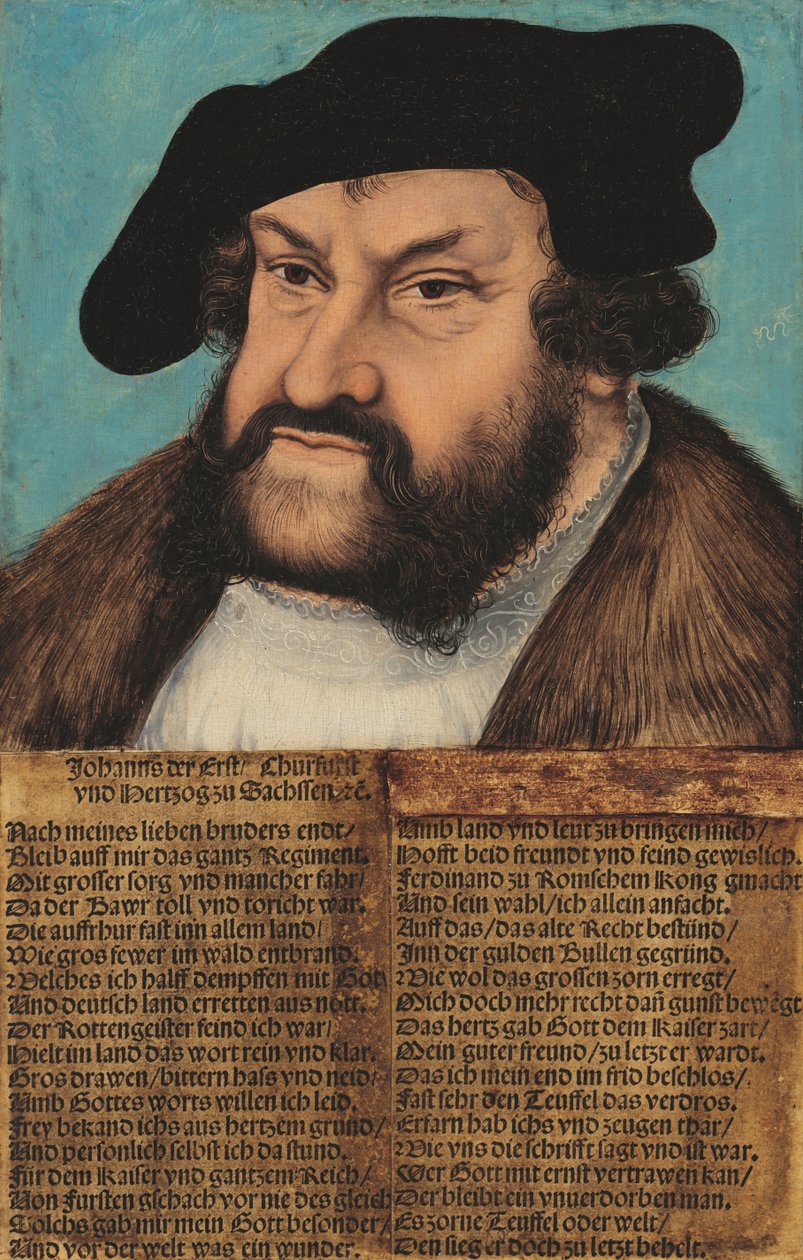 French : Johann der Beständige, Electeur de Saxe (1486-1532) Johann the Steadfast. Électeur de Saxe (1486-1532) - workshop of Lucas Cranach the Elder