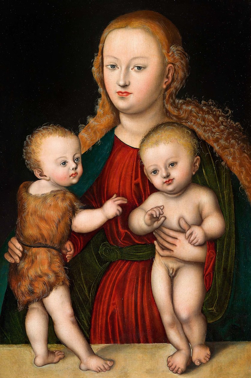 French : Madonna and Child with Jean-Baptiste Virgin and Child with Saint John - workshop of Lucas Cranach the Elder