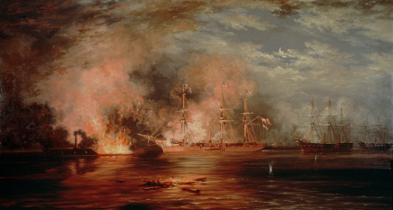 Farragut passant les forts en dessous de la Nouvelle-Orléans, 1862 - Xanthus Russell Smith