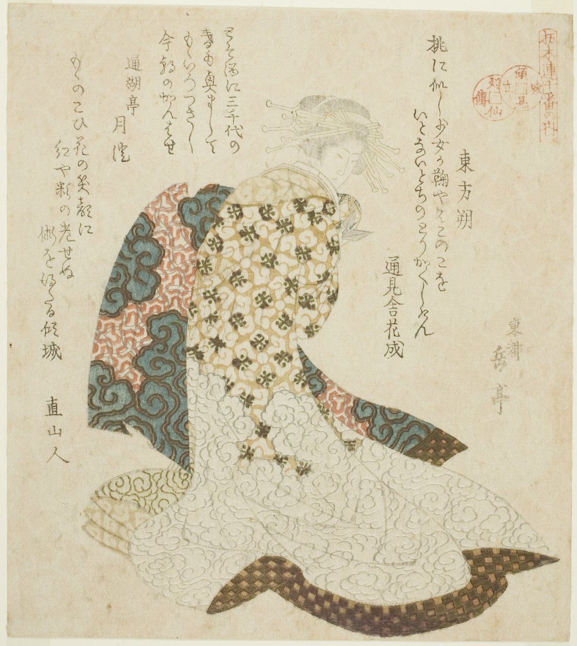 Dongfang Shuo (Tohosaku), de la série "Vies des immortels taoïstes parodiées par des courtisanes - Une série de sept (Keisei mitate ressenden, nanaban no uchi)" - Yashima Gakutei