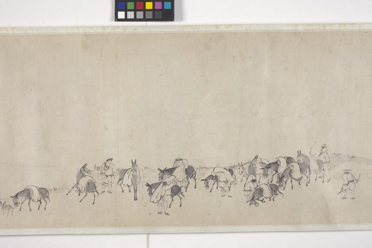 Cent ânes transportant du grain, rouleau à main, vers 1700 - Ye Yin