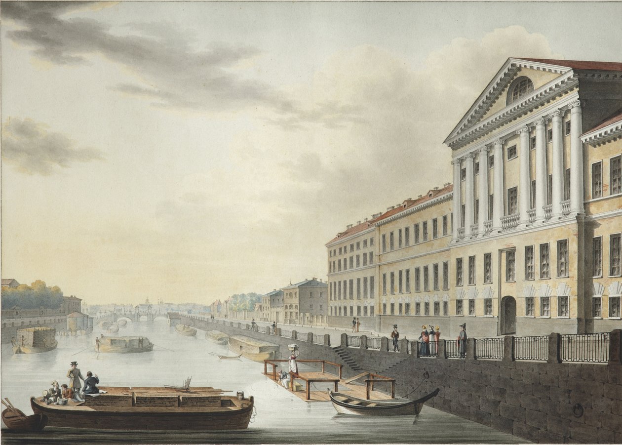 Vue de la rivière Fontanka depuis le pont Izmailovsky, 1820-1823 - Yermolai Ivanovich Yesakov