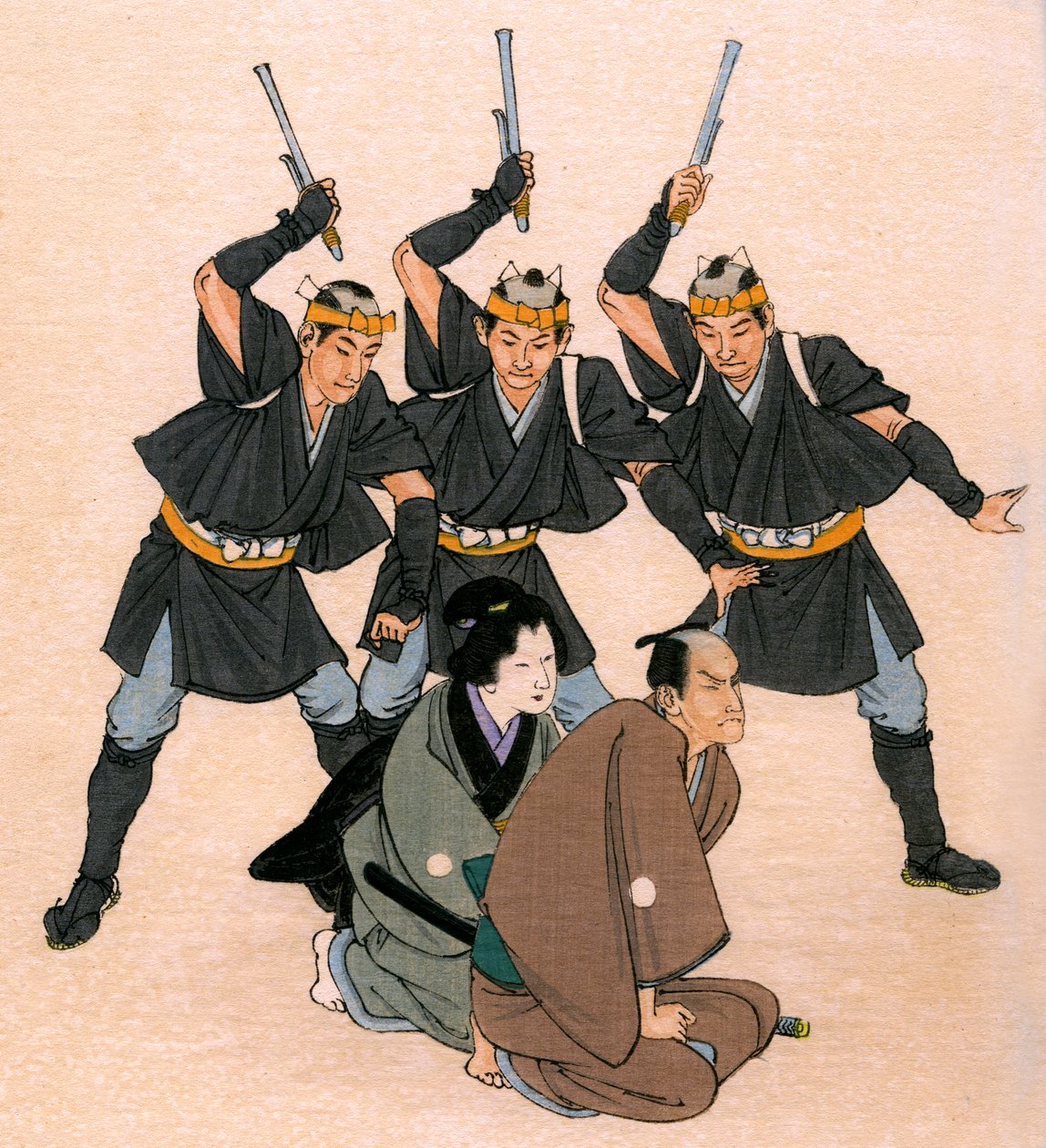 Théâtre traditionnel japonais : trois hommes d