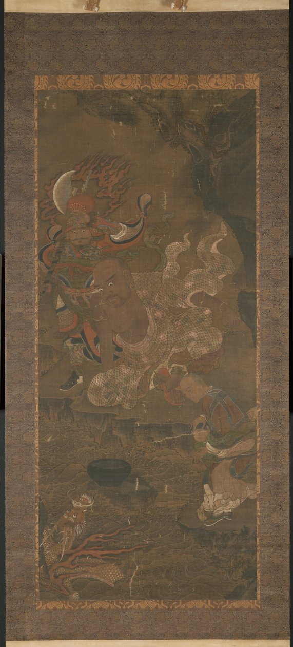 Arhat domptant le dragon - Yuan dynasty Chinese