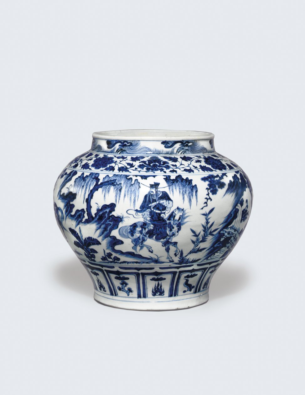 Un pot bleu et blanc exceptionnellement rare et important, Guan - Yuan Dynasty Chinese School