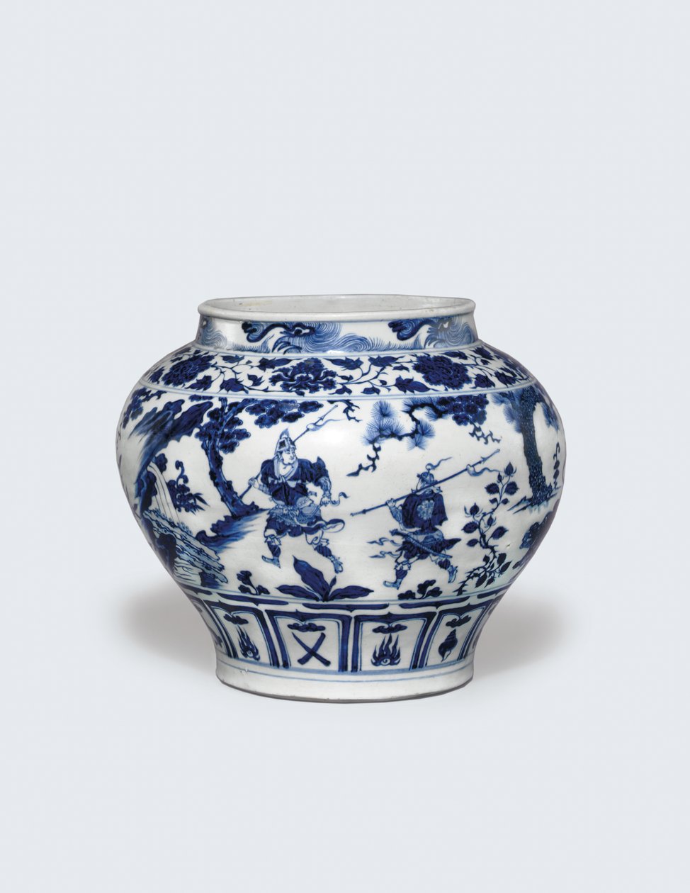 Un pot bleu et blanc exceptionnellement rare et important, Guan - Yuan Dynasty Chinese School