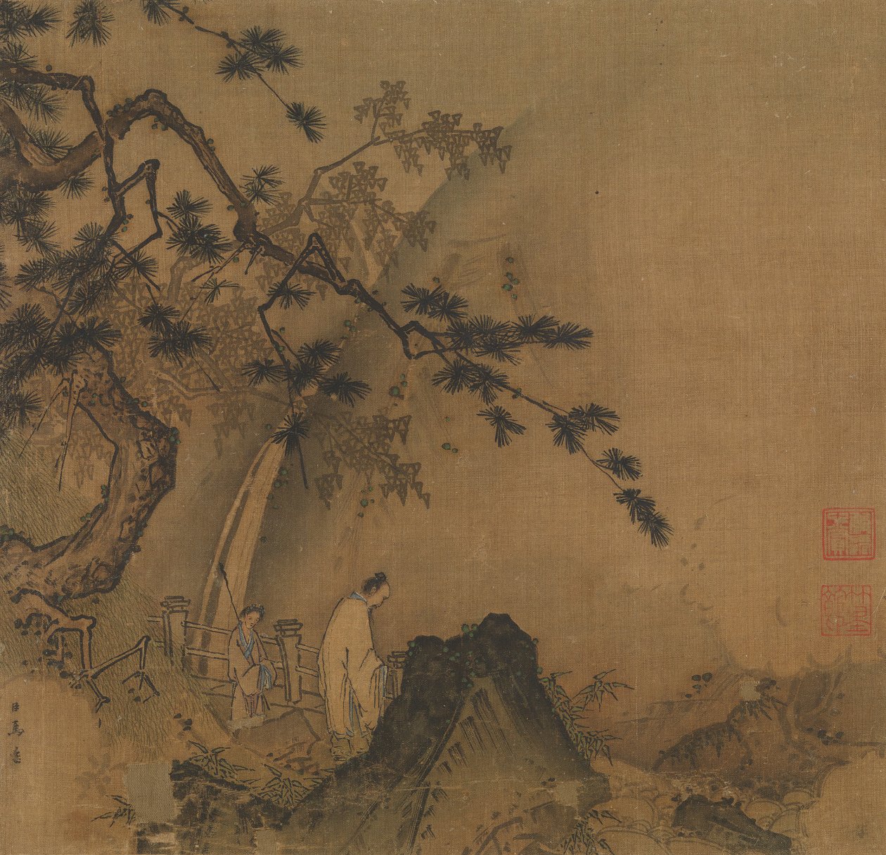 Érudit regardant une cascade, fin 12e-début 13e siècle - Yuan Ma