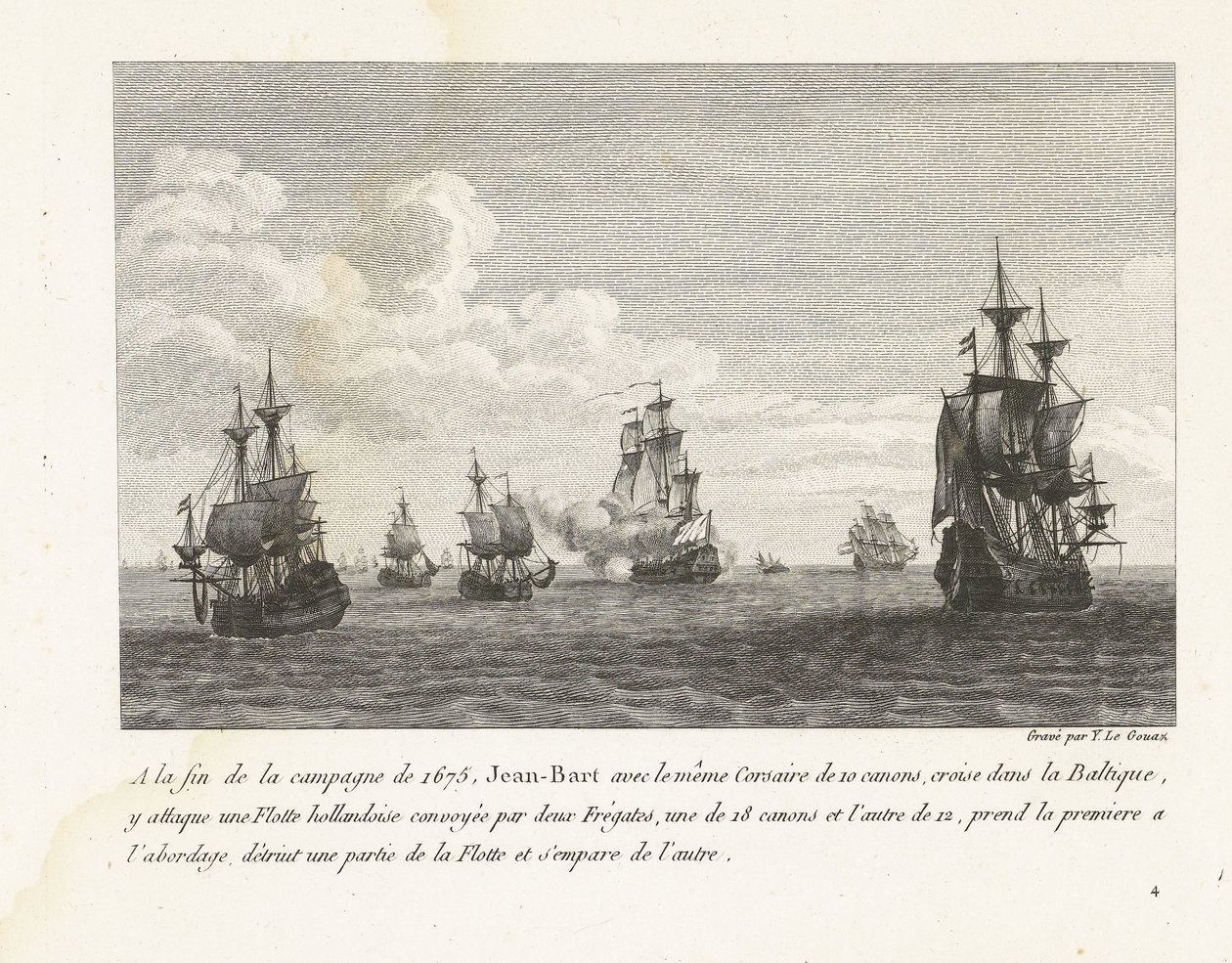 Jean Bart attaque des navires hollandais en mer Baltique, 1675 - Yves Marie Le Gouaz