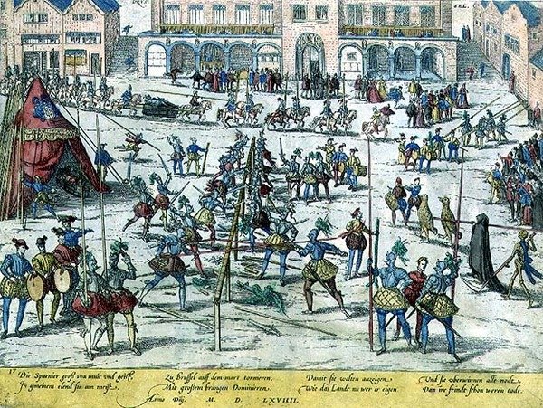 Tournoi tenu à Bruxelles par les Espagnols pour remonter le moral des soldats et souligner que les Pays-Bas leur appartenaient désormais - Zacharias (school of) Dolendo