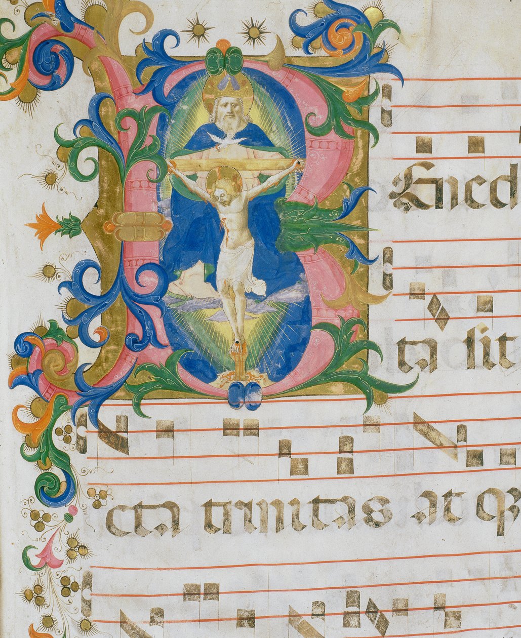 La Trinité, détail miniature du livre de chœur - Zanobi di Benedetto Strozzi