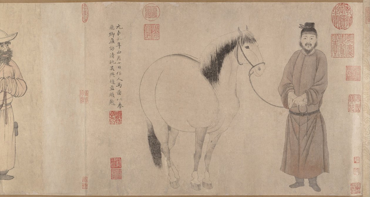 Palefreniers et chevaux - Zhao Mengfu Chao Meng Fu or