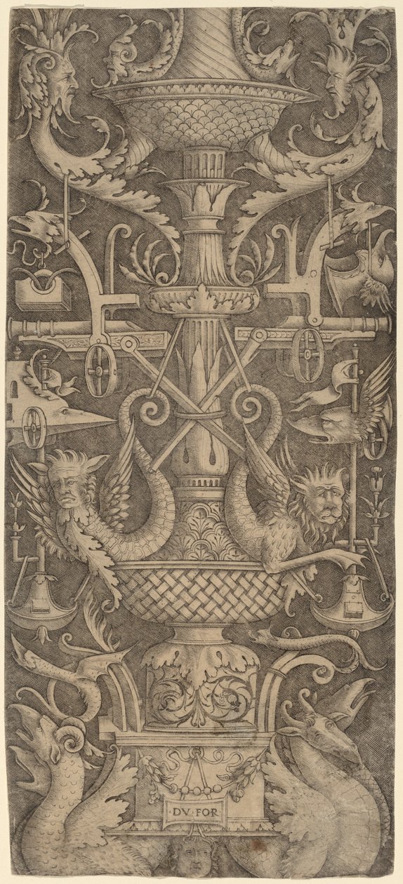 Panneau ornemental avec dragons, masques et instruments de guerre - Zoan Andrea