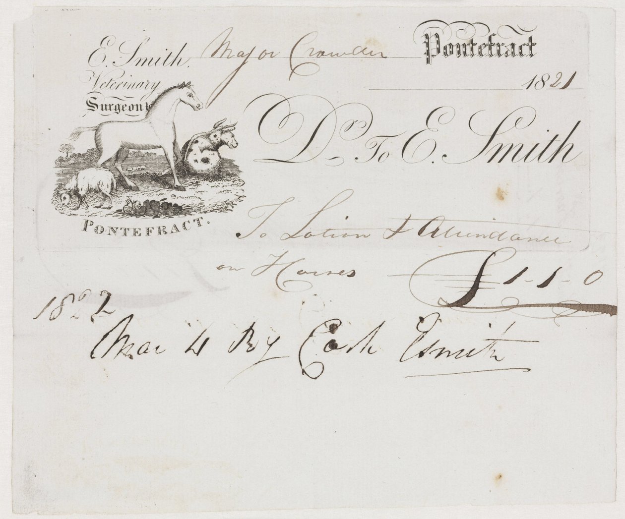 Médecine vétérinaire agricole Facture vétérinaire - Frederick (attr. to) Barnard