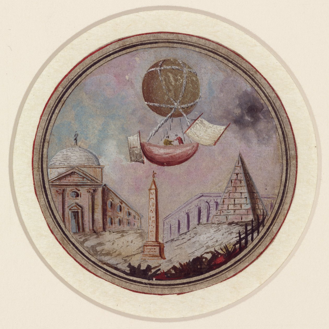 Une catastrophe de montgolfière précoce, vers 1785 - Frederick (attr. to) Barnard